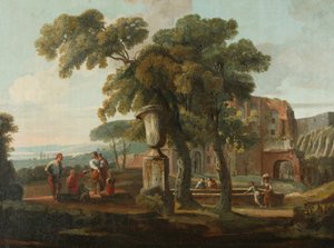 Klassische Landschaft mit Urne, ca. 1700