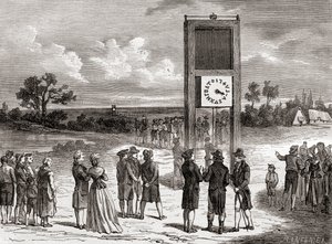 Claude Chappe demonstriert sein erstes Lufttelegrafensystem im Jahr 1791, aus 