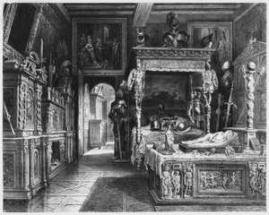 Hotel und Museum Cluny, Zimmer von François I., Paris, Illustration aus Atlas, Les Arts du Moyen Age... von Alexandre du Sommerard, 1840 von French School