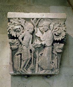Säulenkapitell, das Christus und Jakobus den Geringeren darstellt, ca. 1125-30 (Kalkstein)