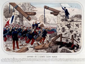 Pariser Kommune: Einzug der Versailler Armee in Paris. Gravur 1871. Paris, Musée Carnavalet von French School