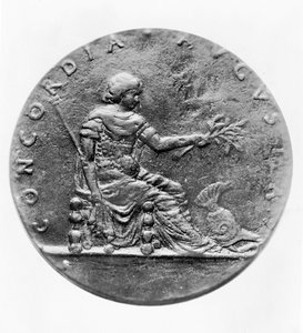 Concordia, auf der Rückseite einer Medaille von Ludwig XI. (Bronze) von French School