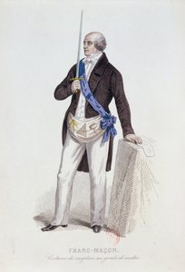 Kostüm eines Freimaurers für seine Aufnahme in den Grad eines Meisters, ca. 1848 von French School