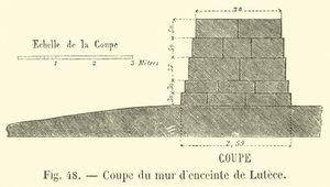 Schnitt der Stadtmauer von Lutetia (Gravur) von French School