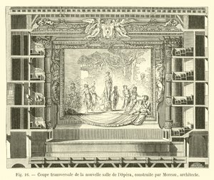 Querschnitt des neuen Opernsaals, gebaut von Moreau, Architekt von French School