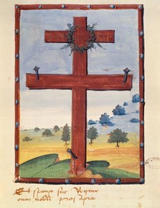 Lothringer Kreuz, Miniatur aus einem Manuskript über Rene II (1451-1508), Herzog von Lothringen von French School