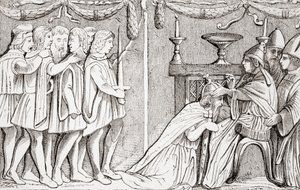 Krönung von Sigismund zum Heiligen Römischen Kaiser durch Papst Eugen IV. im Jahr 1433, aus L