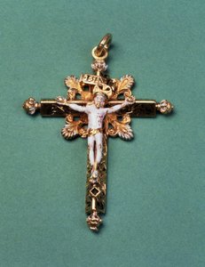 Kruzifix, das Maria Stuart dem letzten Abt von Westminster, John Feckenham, schenkte (Gold und Emaille) von French School