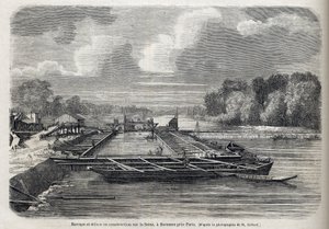 Dammbruch an der Seine in Suresnes 1866 - Gravur - Le Monde Illustré 1866
