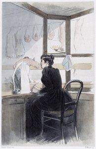 Kassiererin (beim Metzger) - in „Die Frau in Paris“ von Pierre Vidal von French School