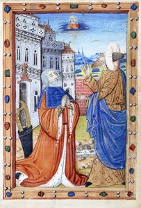 David im Gebet mit dem Propheten Nathan, 15. Jahrhundert von French School
