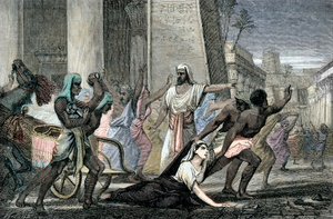 Tod von Hypatia, ermordet von Anhängern von Kyrill, Patriarch von Alexandria, Ende des 19. Jahrhunderts (Gravur)
