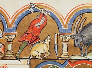 Dezember, Schweineopfer, aus dem Psalter der Heiligen Elisabeth