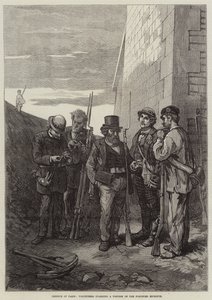 Verteidigung von Paris, Freiwillige bewachen eine Pforte der befestigten Umfriedung (Stich) von French School