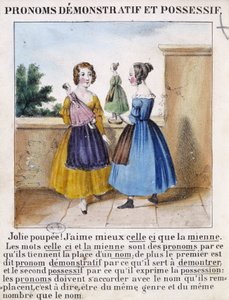 Demonstrativ- und Possessivpronomen (2 Mädchen spielen mit Puppen) - in „La grammaire en images“