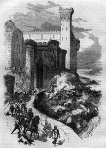 Abreise von Ludwig I. genannt der Fromme oder der Sanftmütige (778-840) nach Rom. Gravur in „Histoire des papes-rois-reines-et-empereurs à travers les siècles“ von Maurice Lachatre von French School
