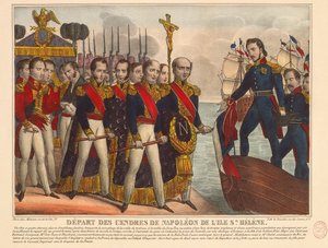 Abreise der Asche Napoleons von der Insel St. Helena von French School