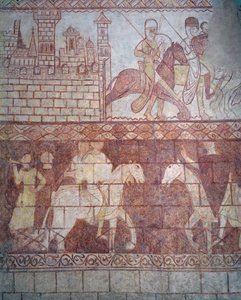 Abreise der Kreuzritter-Tempelritter im Jahr 1163 von ihrer syrischen Burg Krak des Chevaliers zur Schlacht von Boquée