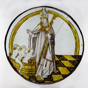 Der Hl. Nikolaus und die drei Jungen in einem Fass von French School