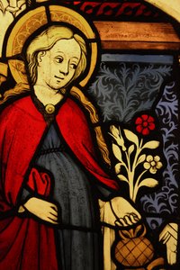 (Detail) Darstellung der Jungfrau Maria bei der Verkündigung, ursprünglich aus dem Oberrhein von French School