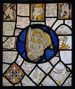 Grisaille mit Grotesken und einem Engel aus der Normandie