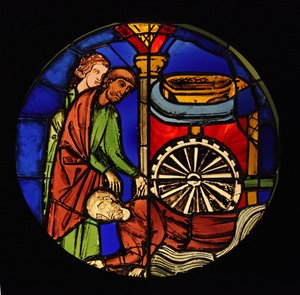 Der gefangene Samson wird gezwungen, für die Philister zu arbeiten