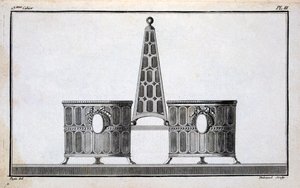 Entwurf von Pugin, aus einem Musterbuch für neoklassizistische Metallarbeiten zusammengestellt von Duhamel, ca. 1770er-80er Jahre