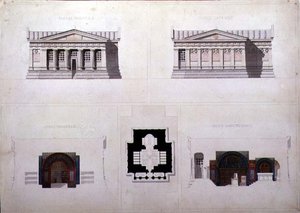 Entwurf für ein Mausoleum im griechischen Wiederbelebungsstil, ca. 1835