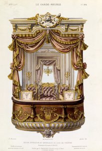 Entwurf für das Innere und Äußere einer Theaterloge, Illustration aus der Zeitschrift Le Garde-Meuble, ca. 1860 von French School