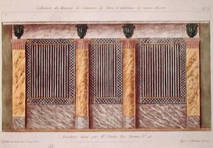 Entwurf für die Fassade eines Metzgerladens, aus einer Serie, die die am besten dekorierten Geschäftsgebäude in Paris darstellt, ca. 1810 von French School
