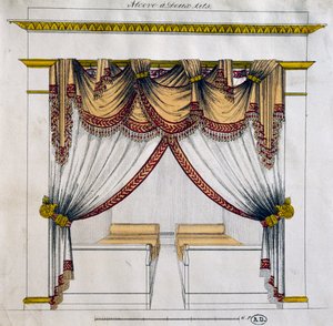 Entwurf einer Nische mit zwei Betten (Erste Empire-Periode), Illustration, Frankreich