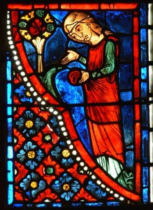 Detail eines Fensters, das Szenen aus dem Leben der Hl. Maria von Ägypten darstellt von French School