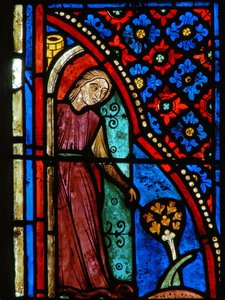 Detail aus einem Fenster mit Szenen aus dem Leben der Hl. Maria Ägyptiaca von French School