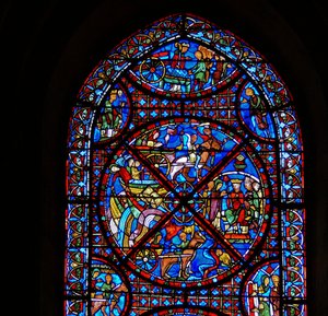 Detail eines Fensters, das Szenen aus dem Leben des hl. Stephanus darstellt (Detail)