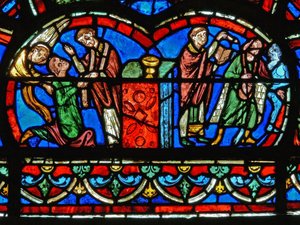 Detail eines Fensters, das das Jüngste Gericht darstellt von French School