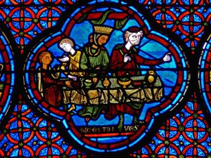 Detail eines Fensters, das das Gleichnis von Lazarus und Dives darstellt (Detail) von French School
