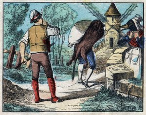 Der Esel im Löwenfell. Fabeln von Jean de La Fontaine (1621-95). Epinal Imaging aus dem späten 19. Jahrhundert.