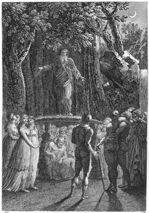 Druiden in der Bretagne, Illustration aus Voyage dans le Finistere von Jacques Cambry, Paris, veröffentlicht 1801 von French School