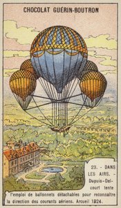 Dupuis-Delcourt versucht, die Richtung der Luftströmungen mit abnehmbaren Ballons zu messen, Arcueil, Frankreich von French School