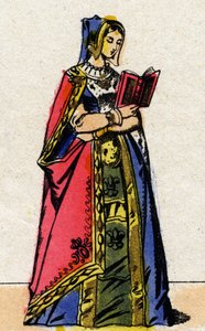 Dynastie der Valois: Porträt von Anne von Bretagne (1477-1514), Königin von Frankreich, Ehefrau von Karl VIII. (1470-1498). Epinal-Bildgebung aus dem späten 19. Jahrhundert. Private Sammlung.