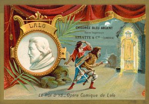 Edouard Lalo, französischer Komponist, und eine Szene aus seiner Oper Le Roi d