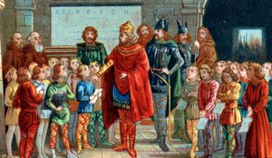 Kaiser Karl der Große besucht eine Schule von French School