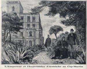 Kaiser Franz Joseph I. von Österreich (1830-1916) und Kaiserin Elisabeth Amalie von Wittelsbach, bekannt als Sissi (1837-1898), in Cap Martin in der Region Alpes-Maritimes, Provence-Alpes-Côte d
