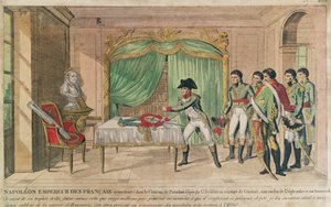 Kaiser Napoleon I. betrachtet das Schwert von Friedrich dem Großen in Potsdam, 1806 von French School