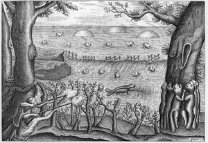 Gravur von 1738 in „Die Abenteuer von Claude Lebeau“ (Sr c Le Beau) 1738. von French School