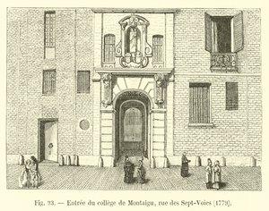 Eingang des Collège de Montaigu, Rue des Sept-Voies, 1779 von French School