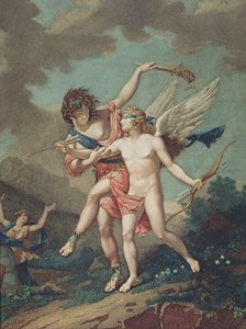 Eros geführt von Wahnsinn, graviert von Godefroy von French School