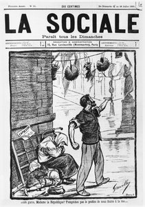 Zwangsräumung, Titelseite von La Sociale, 21.-28. Juli 1895 von French School