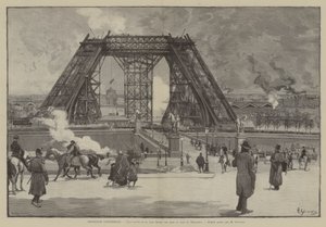 Weltausstellung, aktueller Zustand des Eiffelturms, Blick vom Trocadero-Park von French School