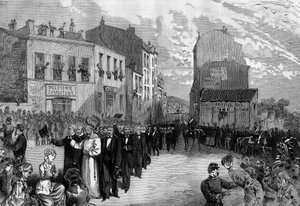 Vertreibung der Kapuziner aus Marseille nach den Dekreten vom März 1880, die von Jules Ferry erlassen wurden und den Mitgliedern nicht genehmigter religiöser Kongregationen das Recht auf Unterricht entzogen: Ovation der Menge für die aus ihrer Gemeinschaft